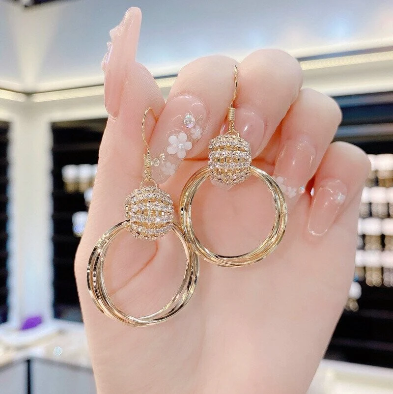 Rhinestone Layered Hoop Earrings