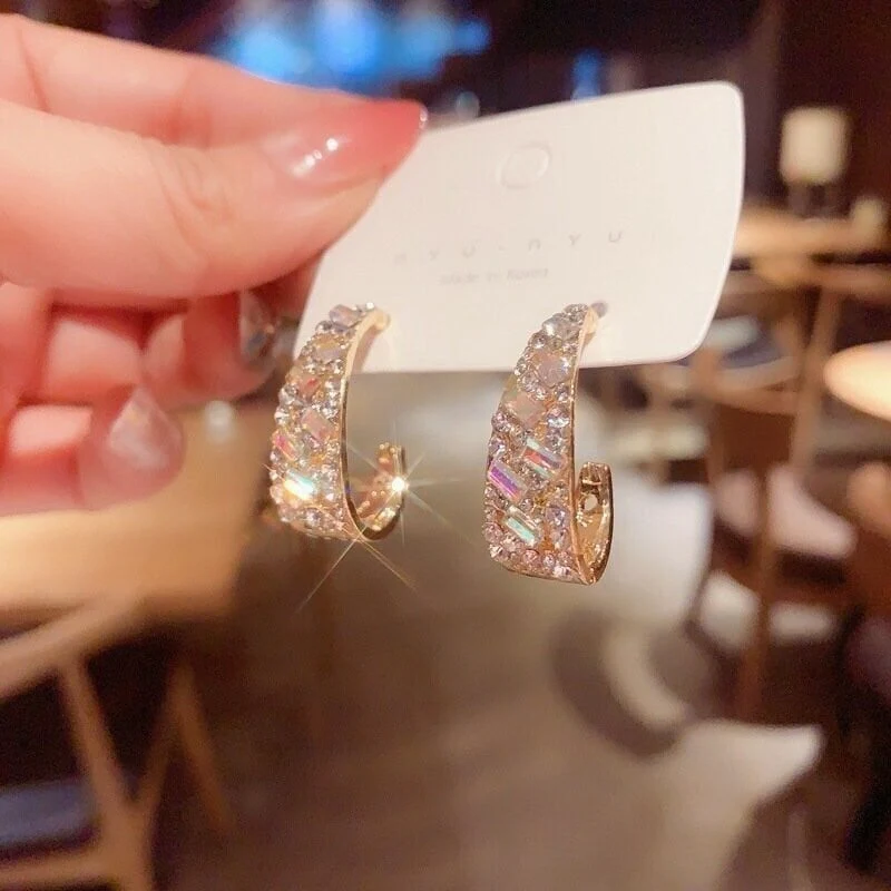 Hot sale 💥  silver  Fancy diamond geometric earrings