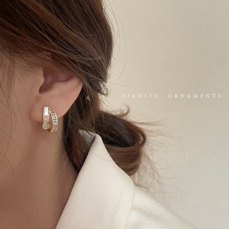 Earrings Fritillaria shine zircon ear